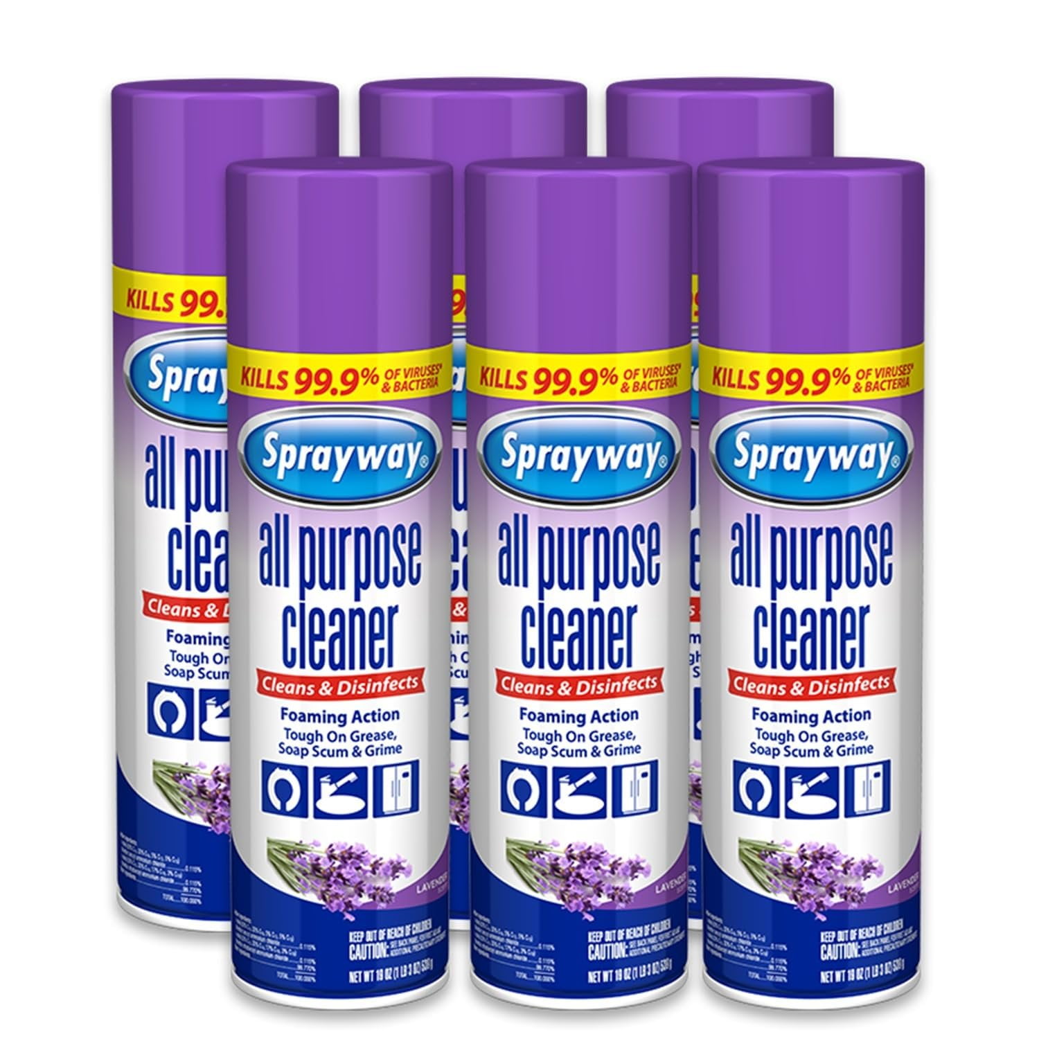 Sprayway All Purpose Cleaner Lavender Scent - Foaming Action, EPA ...