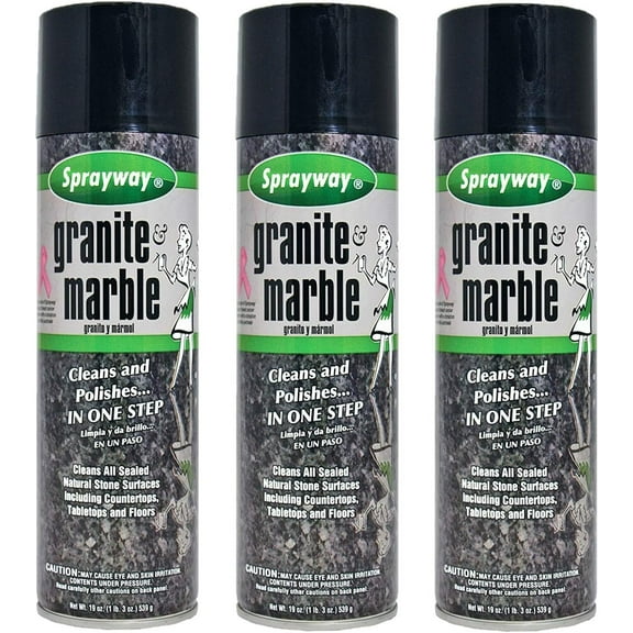 Sprayway SW702R 20 Oz Aerosol Granite & Marble Spray pack of 3