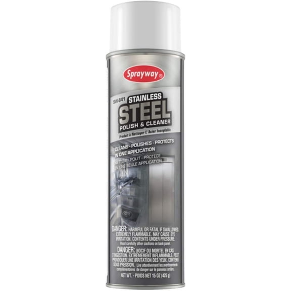 Sprayway SW841 Stainless SteelCleaner and Polish,Protects and Preserves,Resists Streaks and Finger prints, 15 Oz