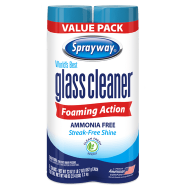 Sprayway Glass Cleaner Foaming Aerosol Spray, 19 oz, 2-Pack, Ammonia-Free, Streak-Free Shine