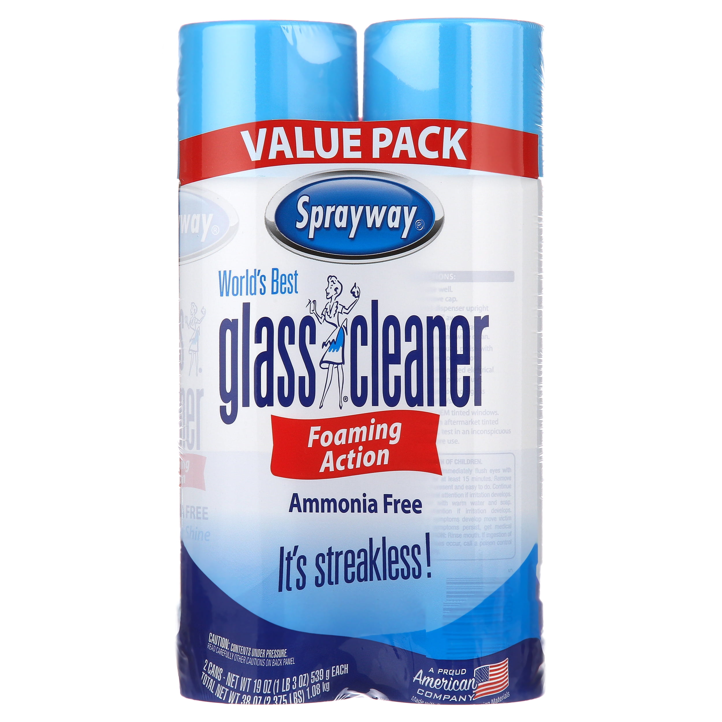 Sprayway Glass Cleaner, Foaming Action, Value Pack - 2 pack, 19 oz