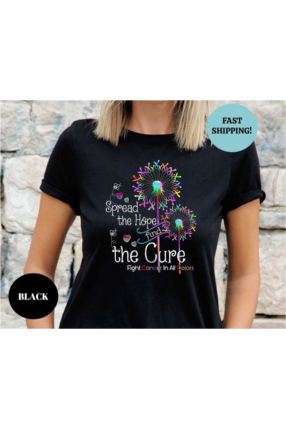 Spread The Hope Find The Cure Fight Cancer In All Colors Shirt, Ribbon Cancer Awareness Shirt, Cancer Supporters, Breast Cancer Sweatshirt SWEATSHIRT All Size S-5XL