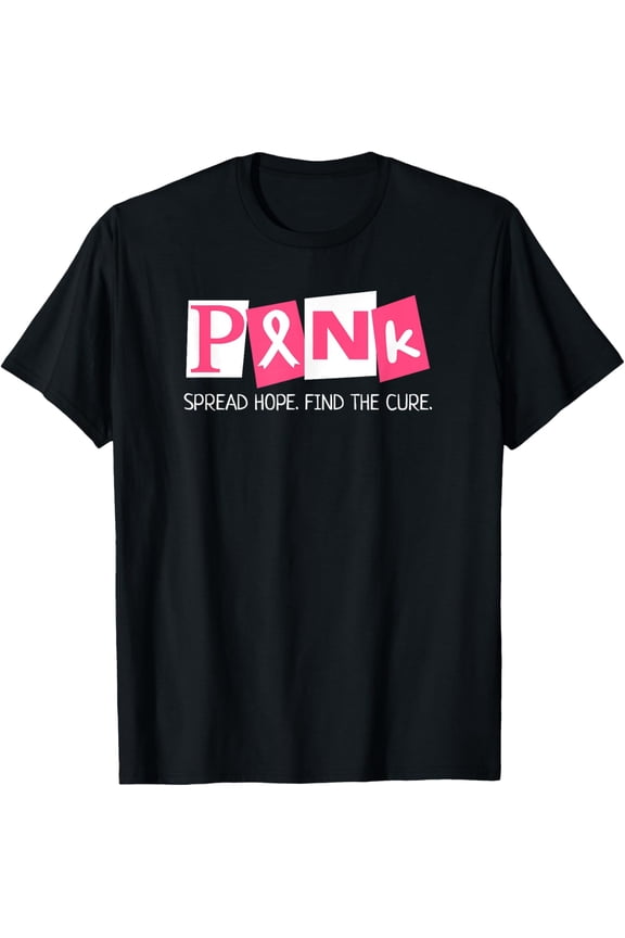 t-shirt Spread Hope Find The Cure Pink Ribbon T-ShirtMen and women can wear, black T-shirts, gifts. Age: M,L,XL 2XL, 3XL, 4XL