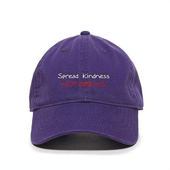 Spread Kindness Not Germs Baseball Cap Embroidered Cotton Adjustable Dad Hat Purple