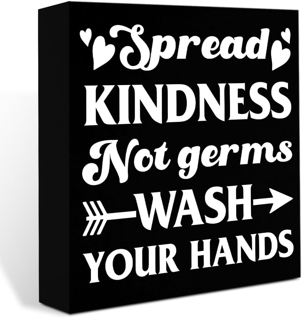 Spread Kindness Not Germs Wash Your Hands Wood Sign Funny Bathroom