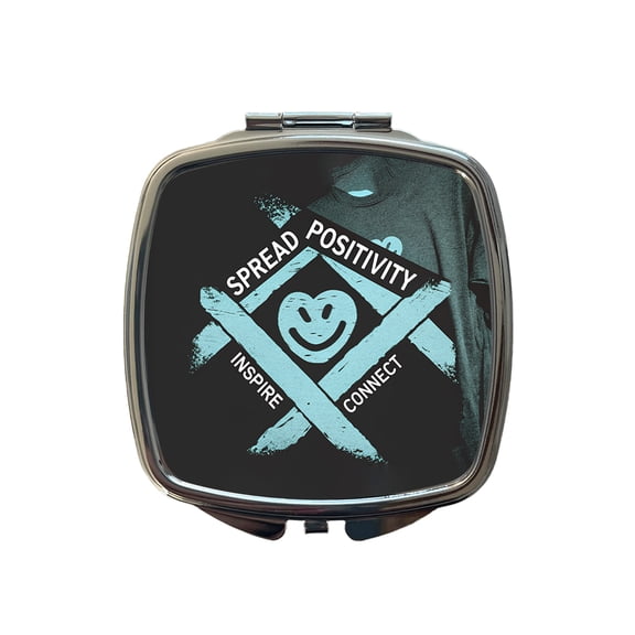 Spread Positivity Inspire Connect Travel Makeup Handbag Purse Small Pocket Compact Mirror