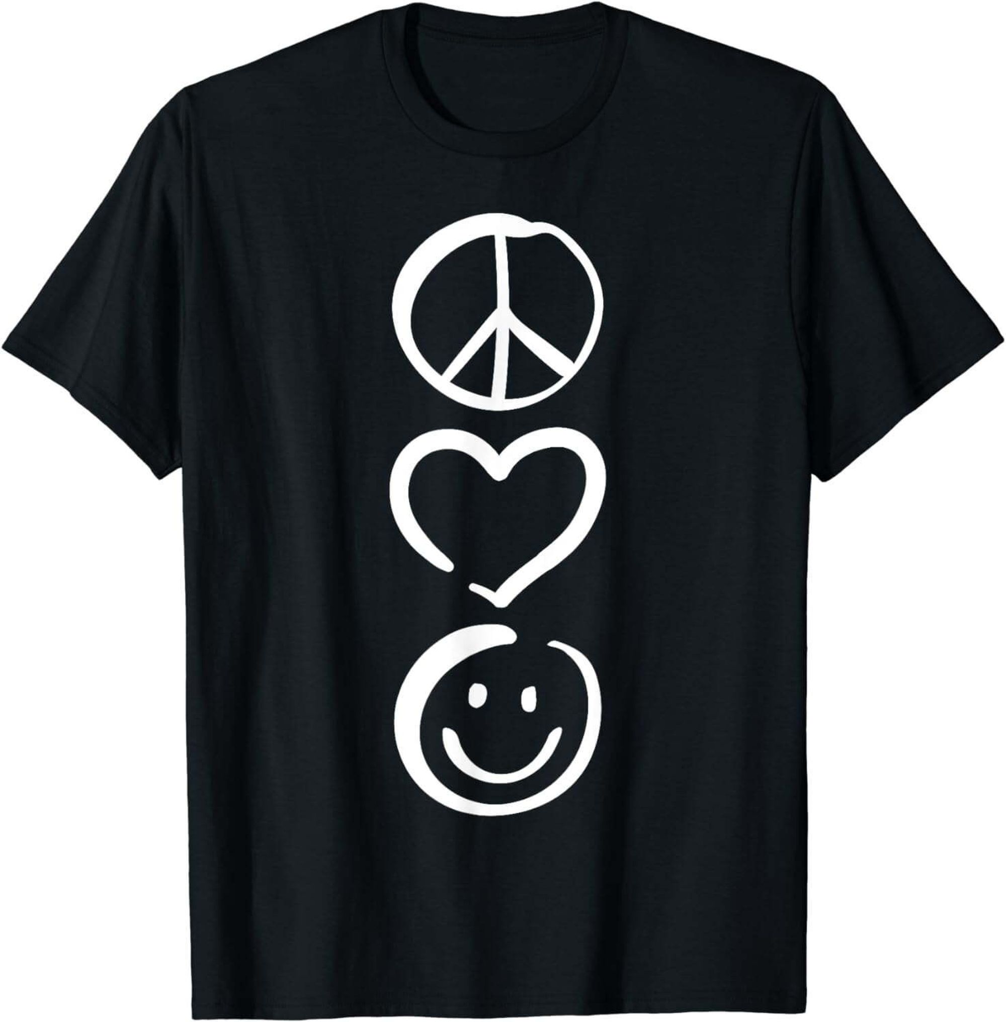 Spread Positivity with our Peace Love and Happiness T-Shirt featuring a ...