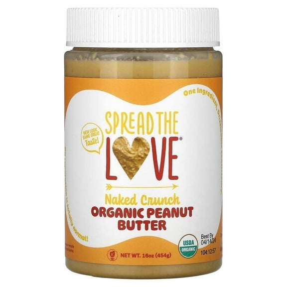 Spread The Love, Organic Peanut Butter, Naked Crunch, 16 oz Pack of 2