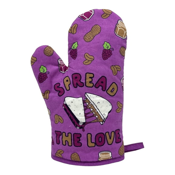 Spread The Love PB & J Oven Mitt Funny Peanut Butter and Jelly Sandwich Novelty Kitchen Pot Holder