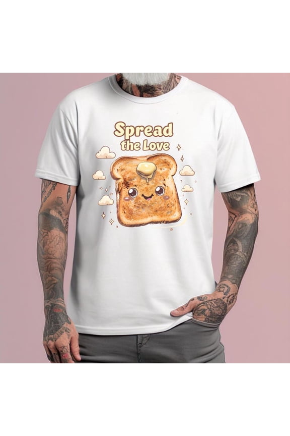 Spread The Love Toast T Shirt Kawaii Breakfast Foodie Graphic Tee Cute Top Short Sleeve Round Neck White S-5XL