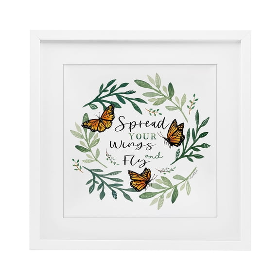 Stupell Industries Spread Your Wings Butterflies White Framed Print Under Glass, design by Elizabeth Tyndall