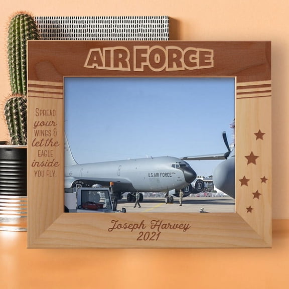 Spread Your Wings & Let The Eagle Inside You Flay Personalized Wooden Frame-10" x 8" Brown Horizontal