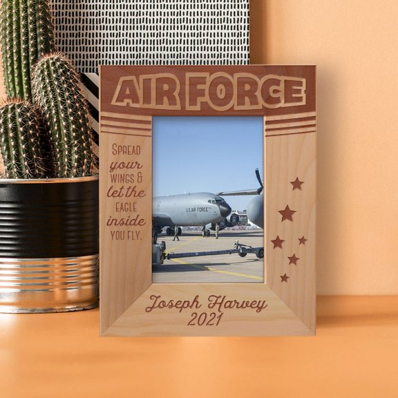 Spread Your Wings & Let The Eagle Inside You Flay Personalized Wooden Frame 3 1/2" x 5" Brown (Vertical)