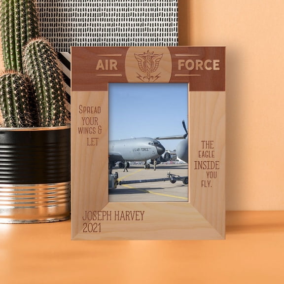 Spread Your Wings & Let The Eagle Inside You Fly Personalized Wooden Frame 3 1/2" x 5" Brown (Vertical)