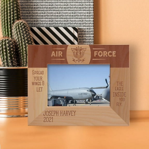 Spread Your Wings & Let The Eagle Inside You Fly Personalized Wooden Frame-5" x 3 1/2" Brown Horizontal