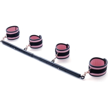 Heavy Duty Stainless Steel Spreader Bar With Furry Straps - Adjustable Home Gym Pilates & Yoga Training Aid