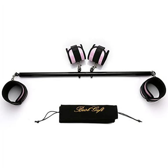 Spreader Bar Set Stainless Steel, Expandable Exercise Bar with 4Pcs Adjustable Straps, Stretching Workout Fitness Gear, Pilate Yoga Training, Home Gym Kit