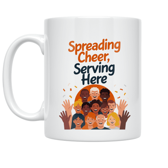 Spreading Cheer Serving Here - Volunteer Enthusiast - 11 oz Ceramic Coffee Mug