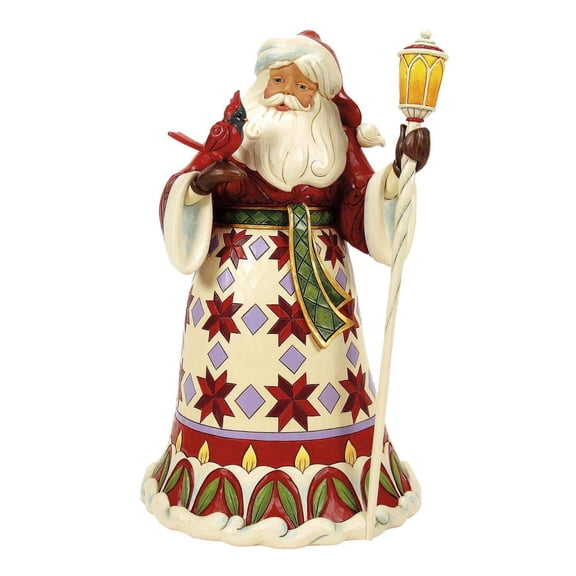 Spreading Christmas Cheer - Santa Cardinal on Hand Figurine