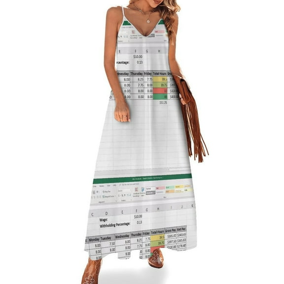 Spreadsheet Pattern Sleeveless Dress Women's Evening Dress Womans Clothing