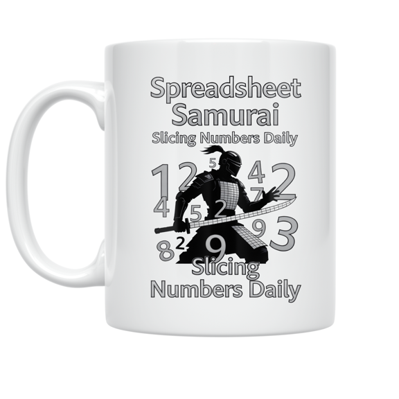Spreadsheet Samurai Slicing Numbers Daily - Data Warrior - 11 oz Ceramic Coffee Mug
