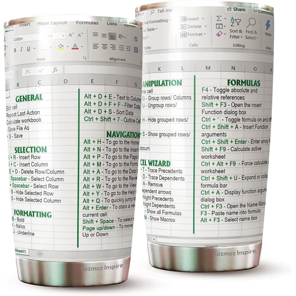Spreadsheet Shortcut Tumbler 20 Oz - Office Mug, Accountant, CPA Gift, Tax Prep Travel Coffee Mug - Gifts for Accountant, Coworkers, Friends