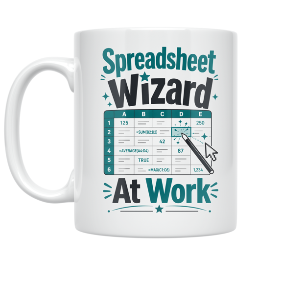 Spreadsheet Wizard At Work - Office Humor Enthusiast - 11 oz Ceramic Coffee Mug