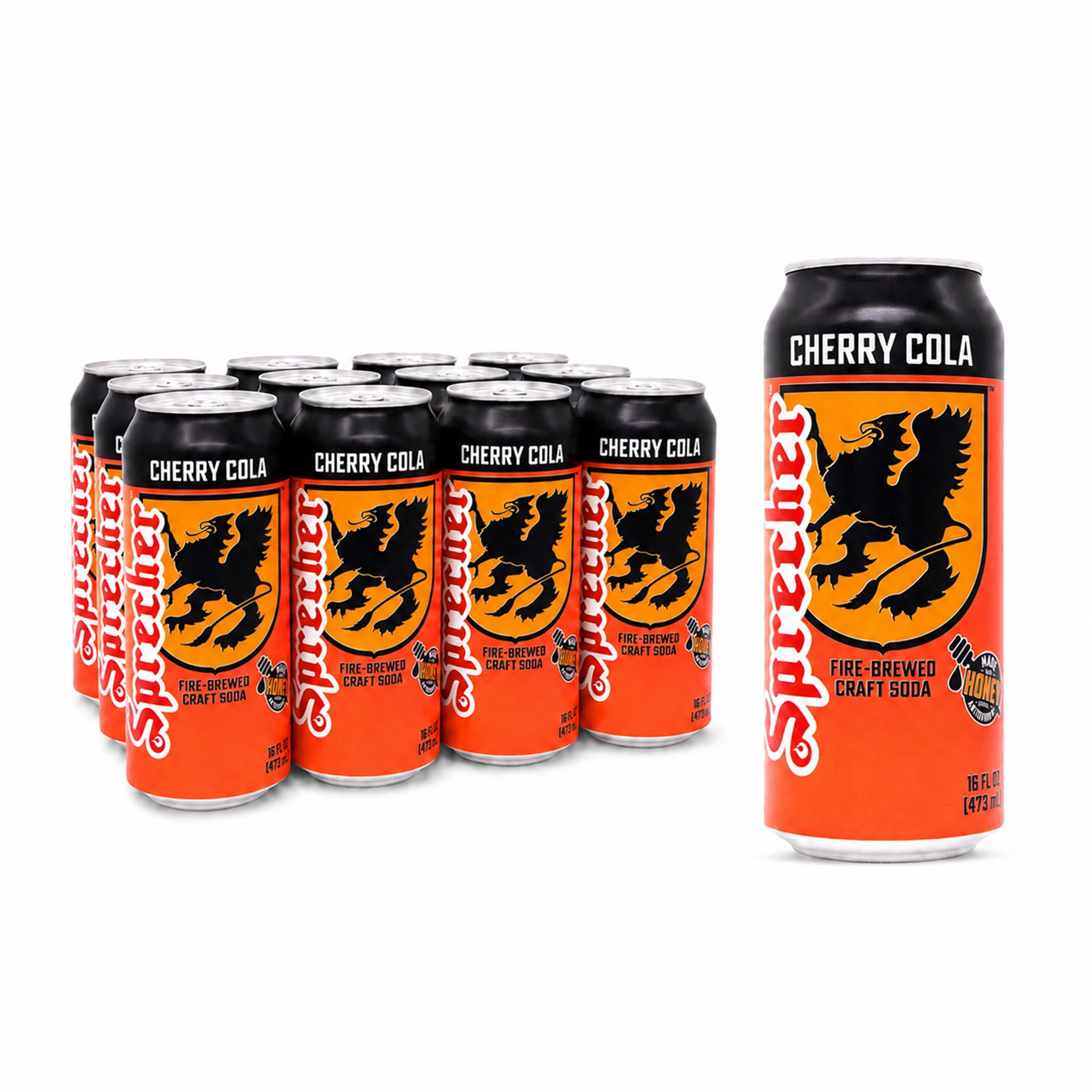 Free Fire Tech Sprecher Cherry Cola in 16 fl oz Cans (12 Pack), Fire-Brewed Craft Soda ...