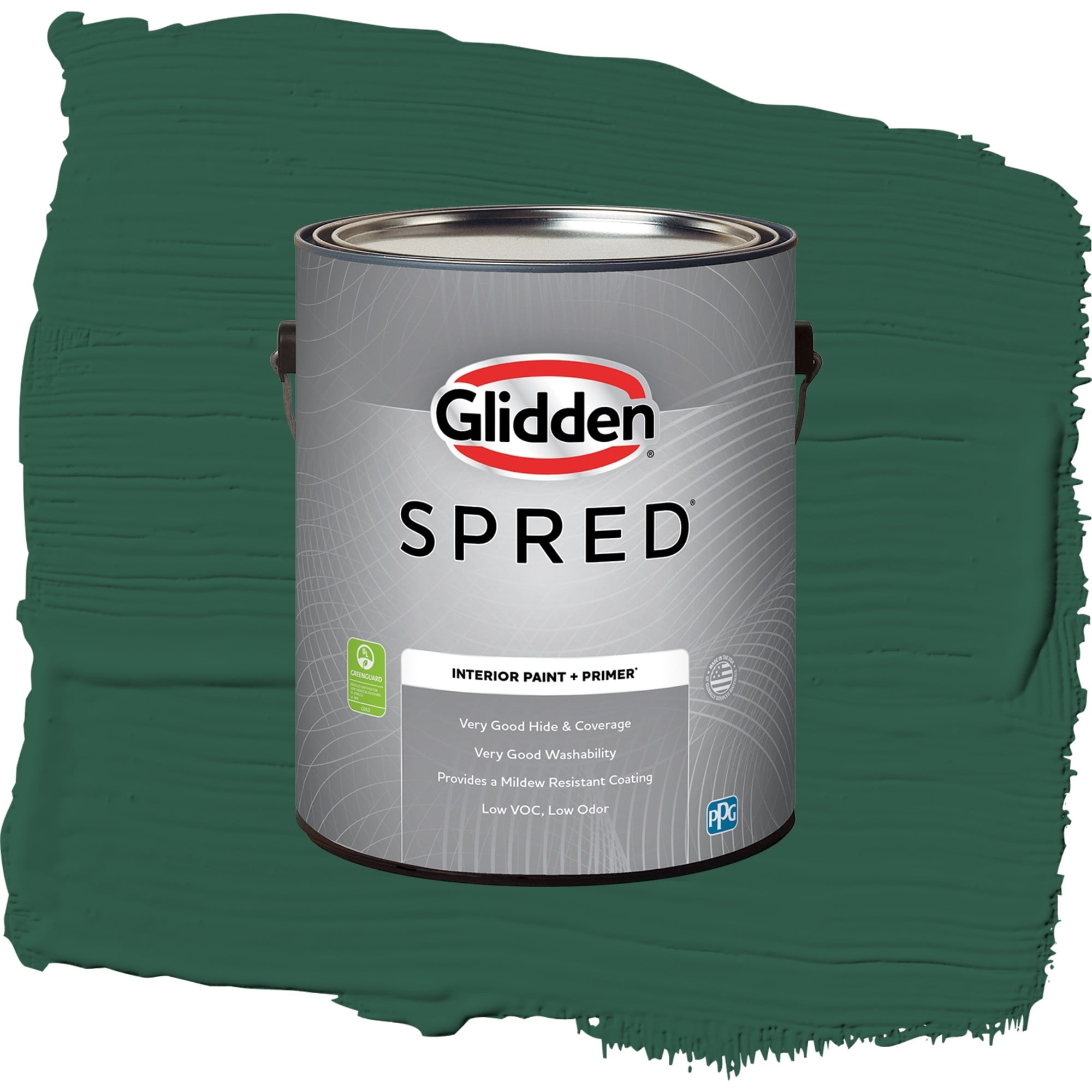 Glidden Spred Billiard Green Semi Gloss Interior Paint and Primer, 1 Gallon