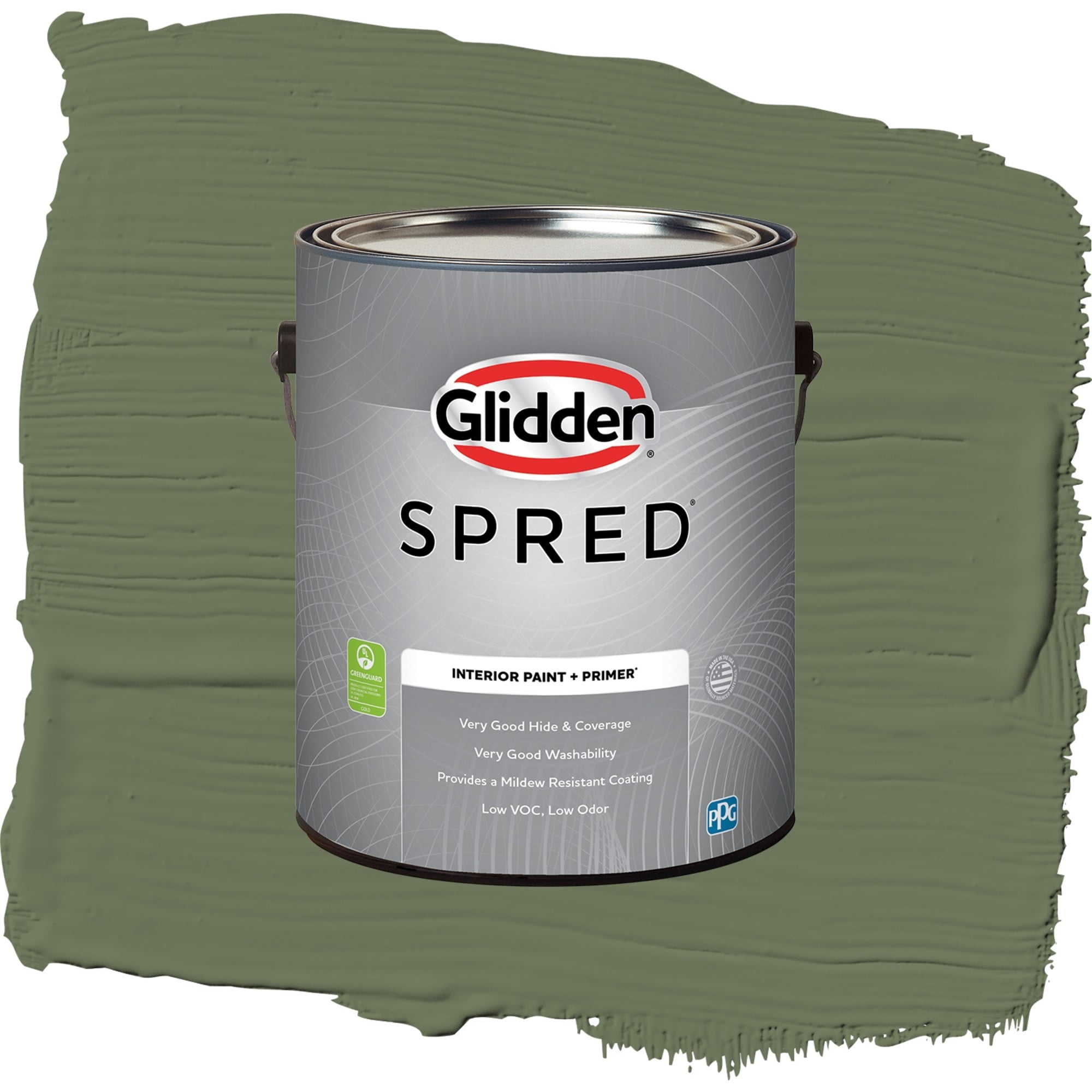 Glidden Spred Dark Sage Flat Interior Paint and Primer, 1 Gallon