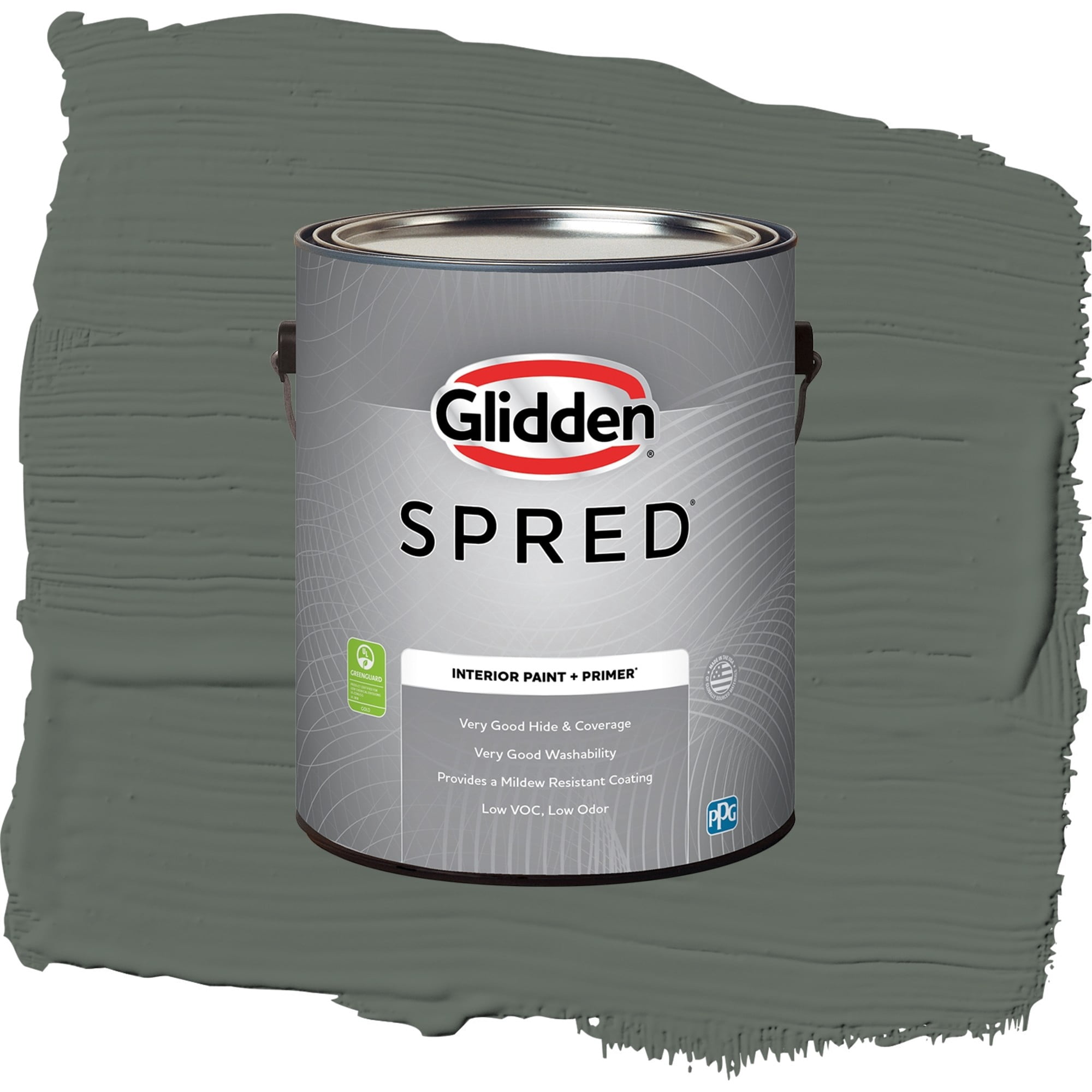 Glidden Spred Gunmetal Gray Flat Interior Paint and Primer, 1 Gallon