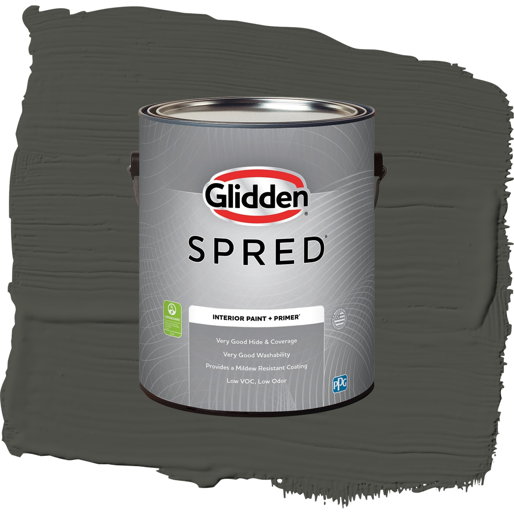 Glidden Spred Licorice Flat Interior Paint and Primer, 1 Gallon
