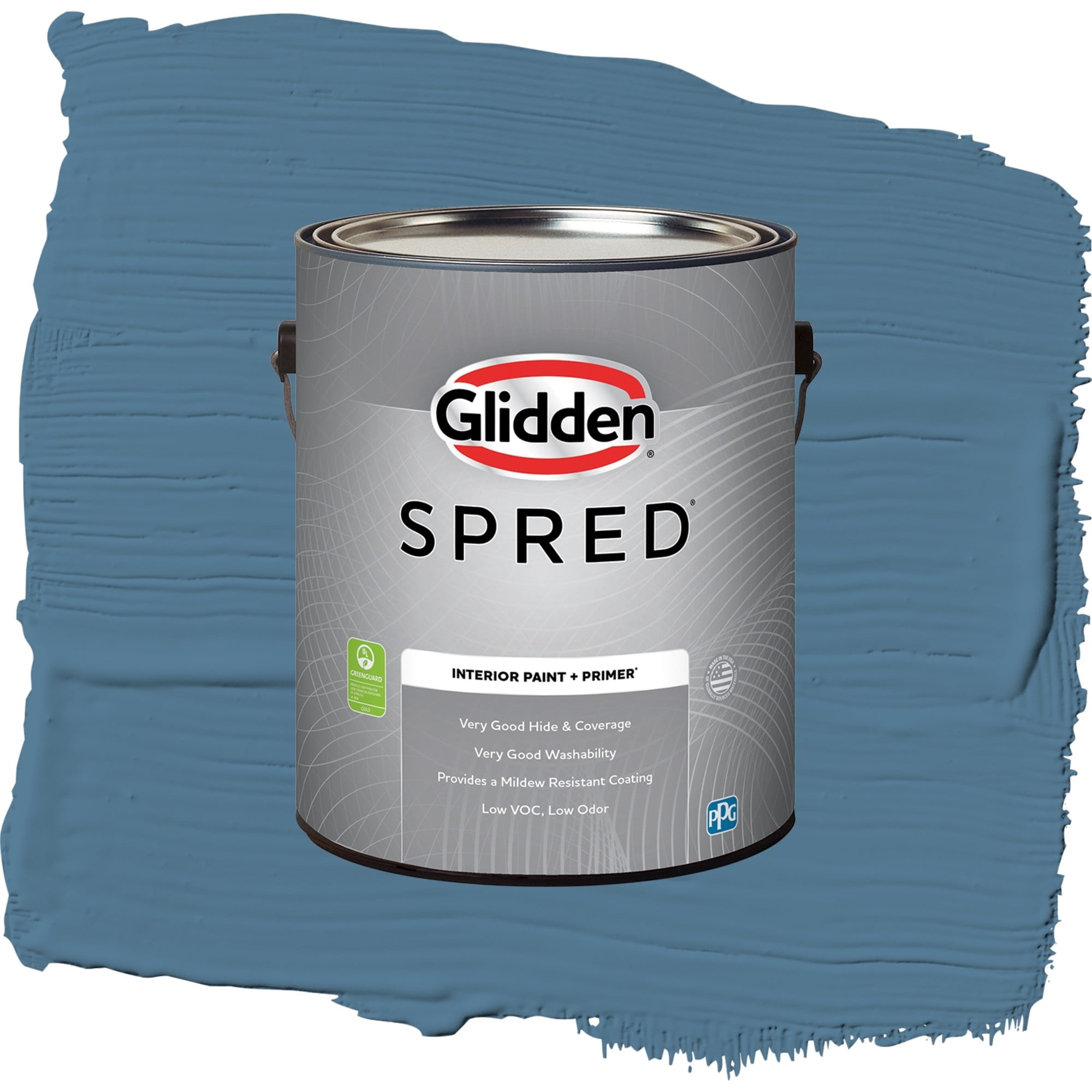 Glidden Spred Smoke Blue Semi Gloss Interior Paint and Primer, 1 Gallon
