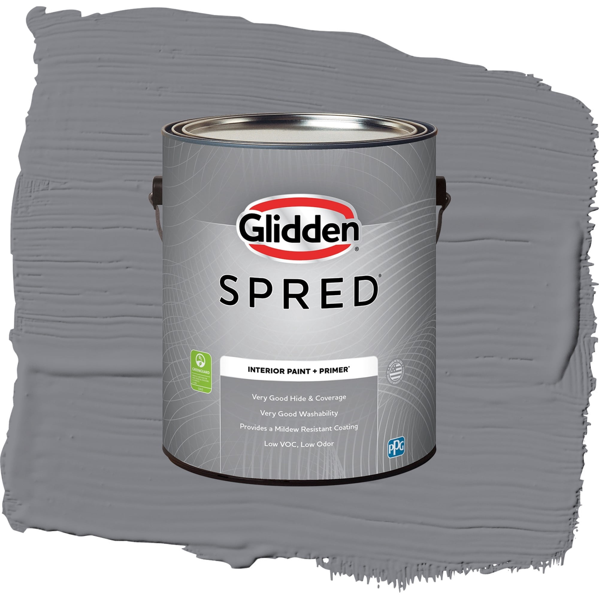 Glidden Spred Victorian Pewter Flat Interior Paint and Primer, 1 Gallon