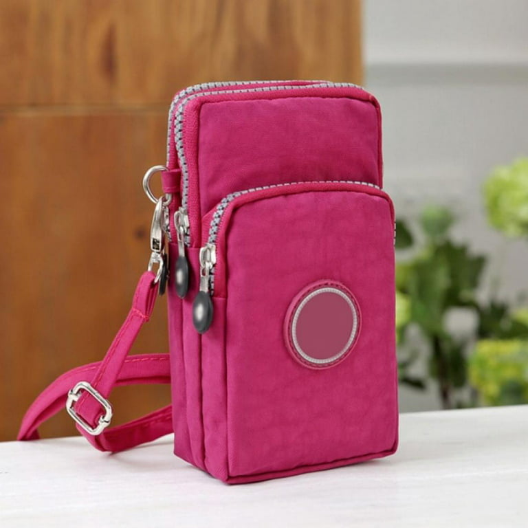 Spree Travel Nylon Small Women Girls Purse Crossbody Wrist Bag Wristlet Wallet Coin Cell Phone Holder with Card Slot Pouch Shoulder Strap 3 Zipper