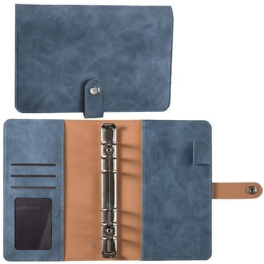 Sprial Notebook Daily Deals,Miyuadkai A6 Leather Notebook Coin Storage Book (Denim Blue-Soft Leather, Single Cover) Sprial Notebook Hot Deal Clearance D