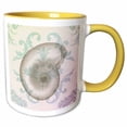 thumbnail image 1 of 3drose, Sprial - Shells - Beach Theme Art, 11oz Two-tone Yellow Mug, 1 of 6