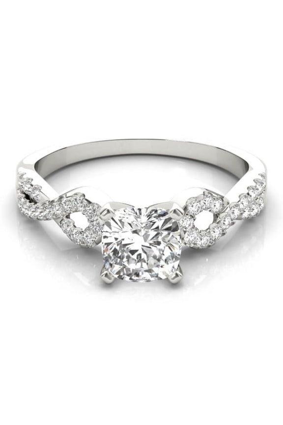 1.7 Ct Cushion Cut Eternity Infinity Twisted Criss Cross Moissanite Rings - 14K White Gold Plated Engagement Wedding Solitaire Rings with Accent Moissanite for Women's - Gift for Women's