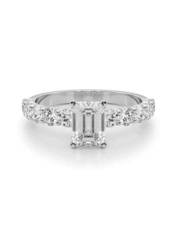 1.8 Ct Emerald Cut Lab-Created Simulated Diamond Solitaire Engagement Ring 14K White Gold Plated