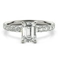 thumbnail image 1 of Sprico Jewel 1.8 Ct Emerald Cut Solitaire Engagement Ring with Accent Moissanite Rings for Women - Hidden Halo Design Wedding Ring for Women - 14K White Gold Plated Moissanite Band, 1 of 2