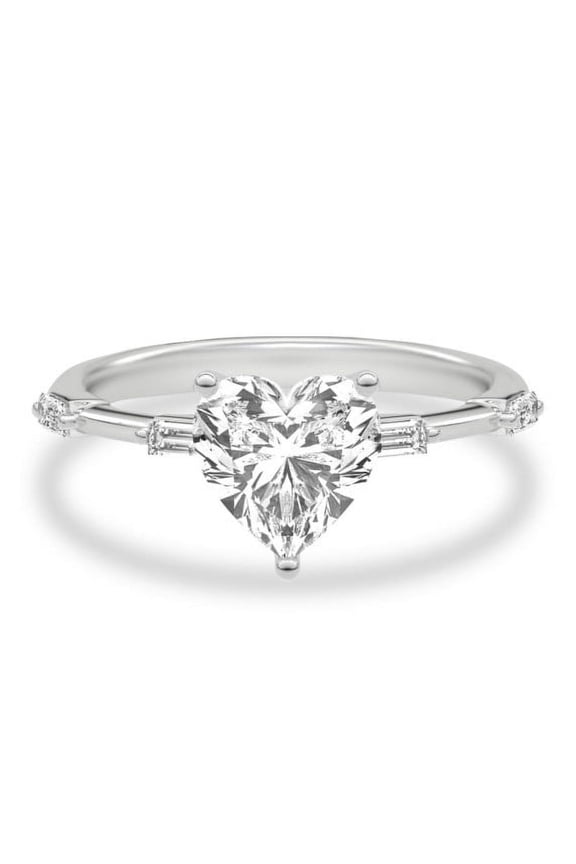 1.8 Ct Heart Cut Engagement Solitaire Ring - 14K White Gold Plated - Moissanite - Prong Setting - Special Occasion Ring - Wedding Jewellery - Valentine's Day Proposal