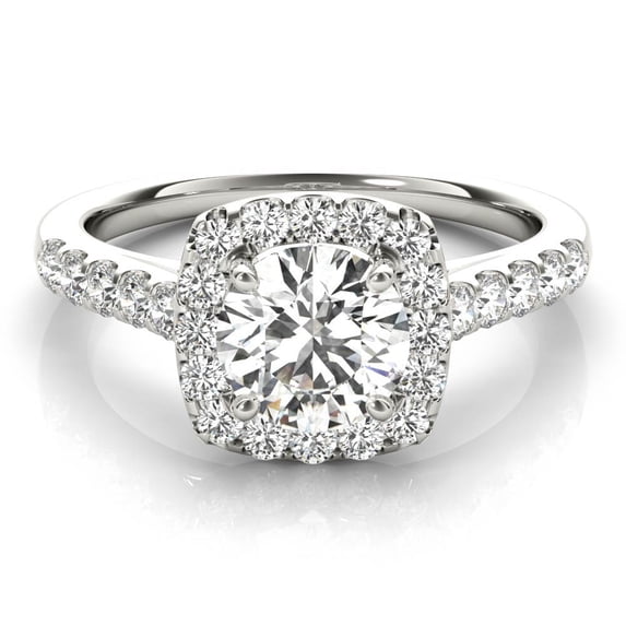 Sprico Jewel 1.9 Ct Brilliant Round Cut Halo Moissanite Ring - Moissanite in 14K White Gold Plated - Engagement Ring for Women - Wedding Band Eternity Ring with Accent Stones for Her