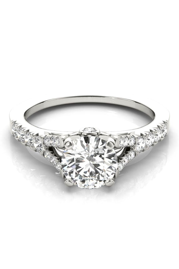 1.9 Ct Brilliant Round Cut Hidden Moissanite Ring for Her - Split Shank Eternity Engagement Ring for Women - 14K White Gold Plated Wedding Ring - Moissanite Gift for Her