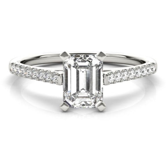 Sprico Jewel 1.9 Ct Emerald Cut Solitaire Ring - 14K White Gold Plated with Accent Moissanite - Moissanite - Women Wedding Ring - Bridal Band for Her - Gift for Special Occasion