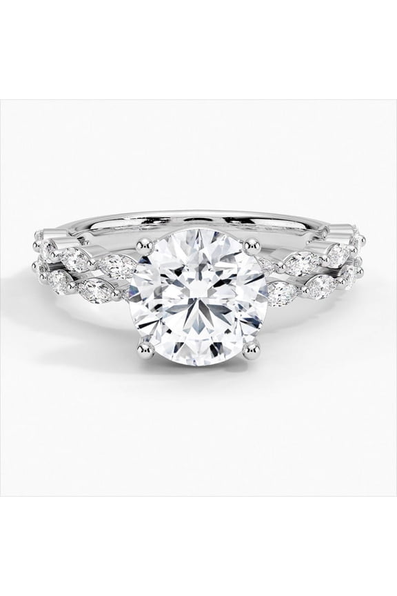 1.9 Ct Round Cut Moissanite Solitaire With Accents Ring - 14K Gold Plated Ring - Solo Stone Wedding Moissanite Ring for Women's - Women's Jewellery Engagement Wedding Ring