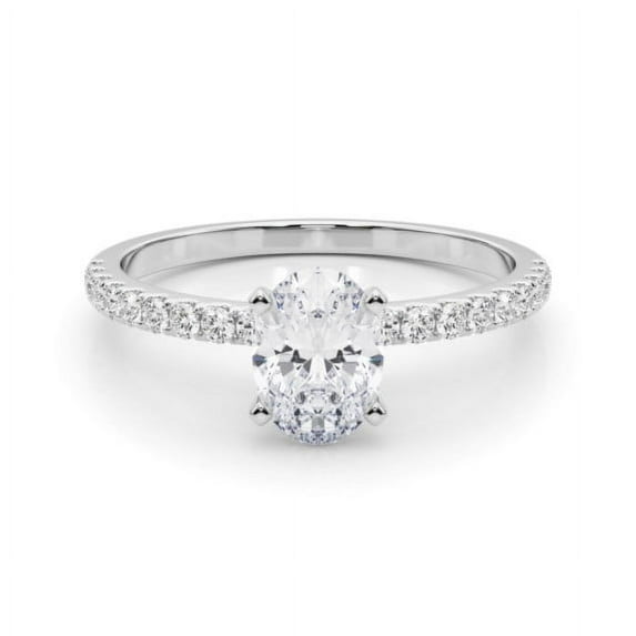 Sprico Jewel 14K White Gold Plated 1.8 Ct Oval Cut Engagement Ring - Moissanite - Wedding Jewelry for Women - Bridal Moissanite Ring for 25th Anniversary and New Year Celebrations