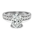 thumbnail image 1 of Sprico Jewel 14K White Gold Plated 2.1 Ct Oval Cut Engagement Ring - Solitaire with Accent Moissanite - Moissanite - Eternity Bezel Setting Band - Ideal Gifts - Casual Office Wear, 1 of 3