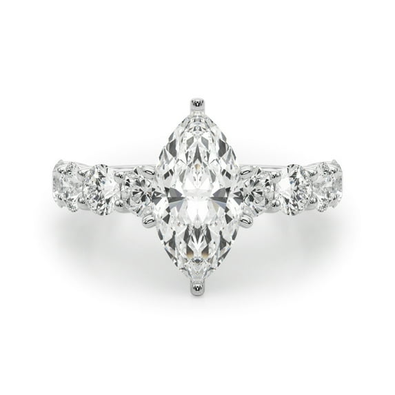 Sprico Jewel 14K White Gold Plated Marquise Cut 2.1 Ct Moissanite Eternity Broad Band Ring for Her - Moissanite Wedding and Engagement Jewelry - Classic Bridal Anniversary Band Design