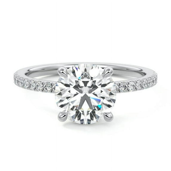 Sprico Jewel 14K White Gold Plated Rings - 1.9 Ct Round Cut Moissanite Ring - Engagement Wedding Prong Setting Ring for Women's - Christmas Special Gift - Causal Daily Wear Rings for Her