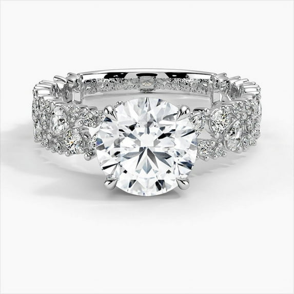 Sprico Jewel 14K White Gold Plated Wedding Ring - 1.7 Ct Round Cut Moissanite Ring - Double Banded Moissanite Ring - Women Engagement Ring - Wedding Ring - Moissanite Engagement Ring for Her